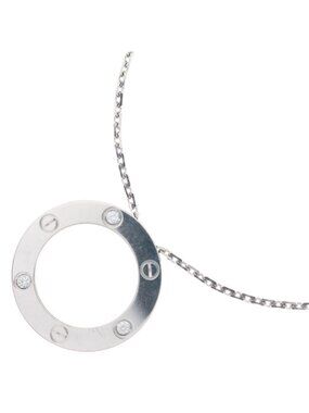 Cartier Love Circle Necklace Diamond 18k White Gold Pendant